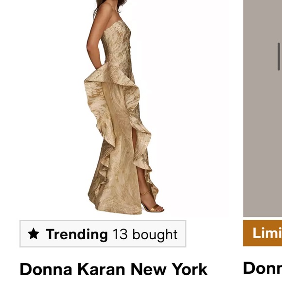 Brocade Ruffle Gown - Gold - Picture 2 of 3